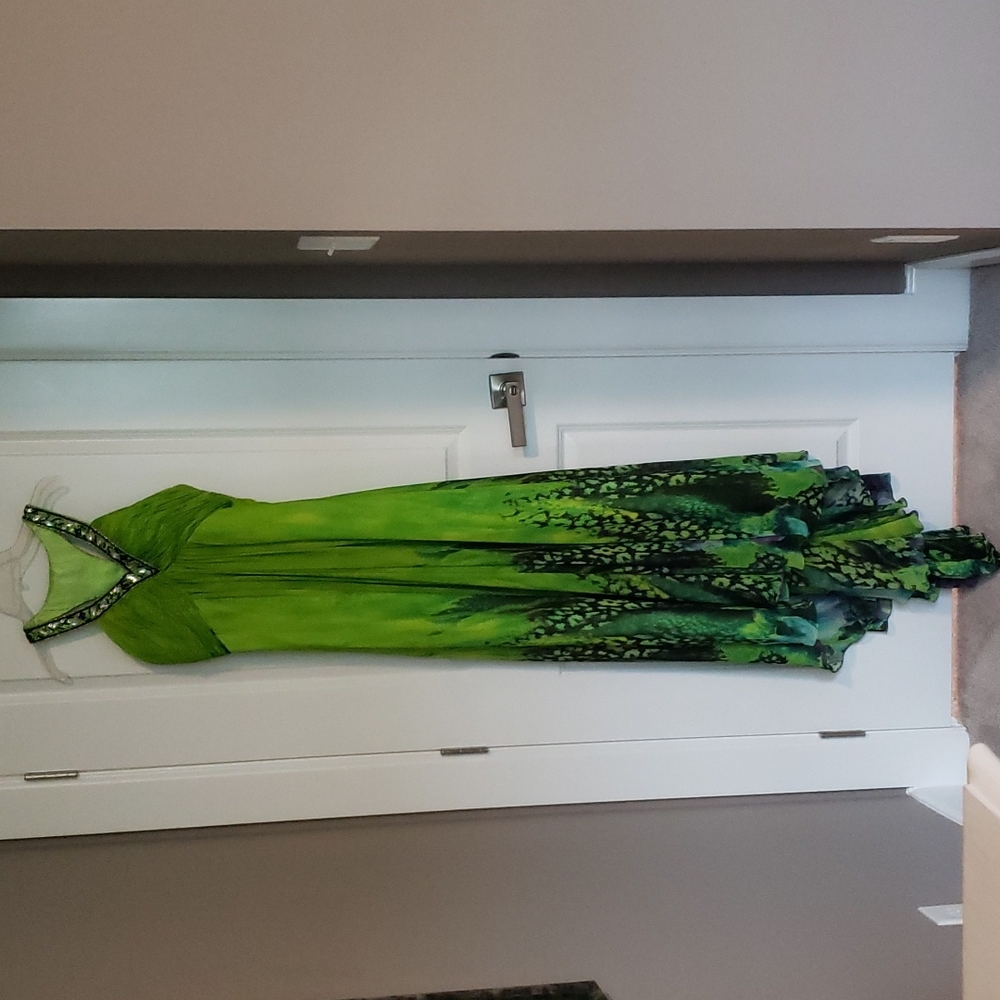 Full length dress, green, size 10, Night Moves brand